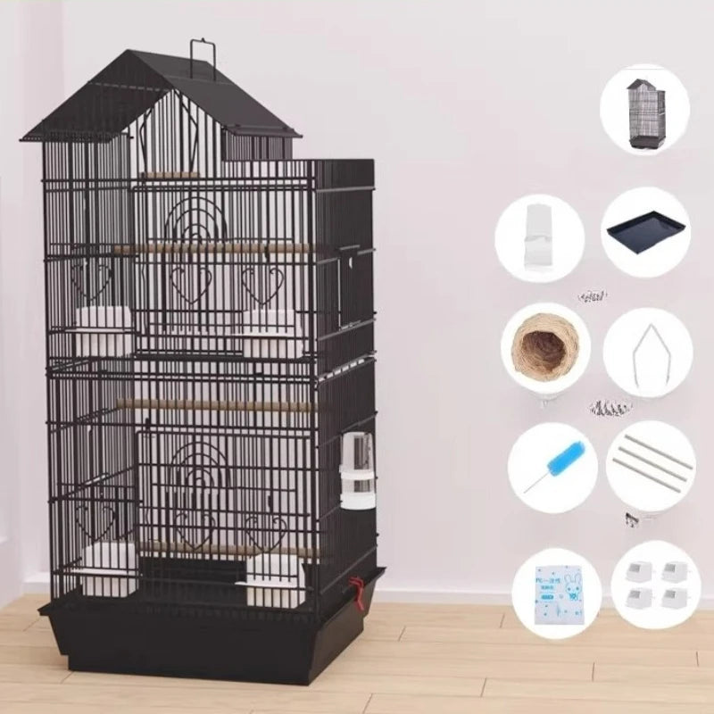 Luxury Goldfinch Flight Bird Cages With Stand Bird Cages Stainless Steel With Pedestal Toys Jaula Para Canarios Bird Supplies