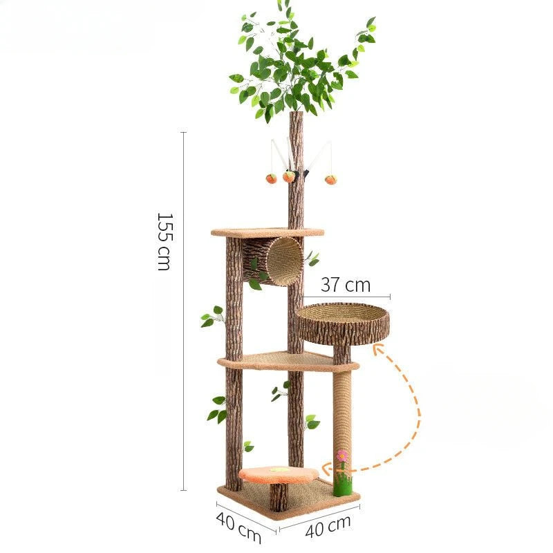 Cat Climbing Frame Large Cat Nest Tree House Scratching Accessories Sisal Rattan Woven Educational Toys Pet Cats Articles