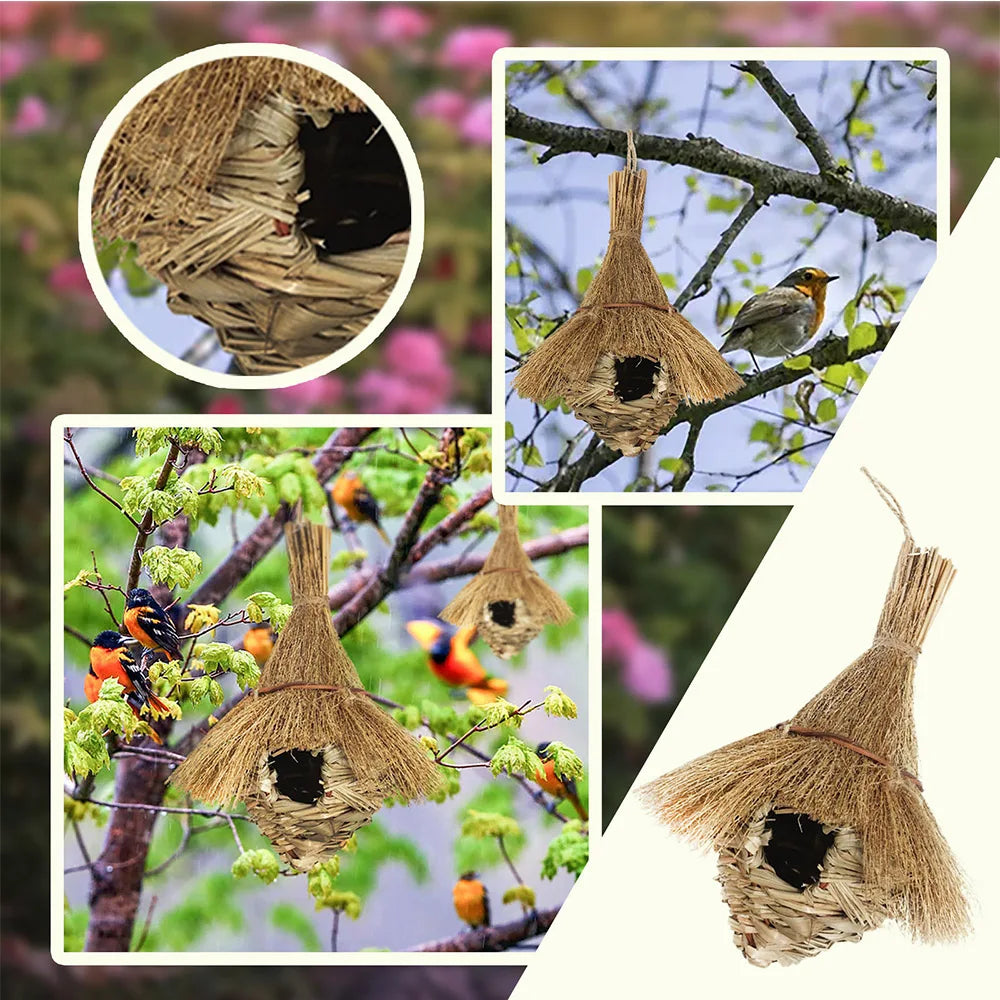 Various Styles Birdhouse Creative Unique Design Comfy Woven Natural Grass Bird Cage Outdoor Garden Window Hideaway Decoration
