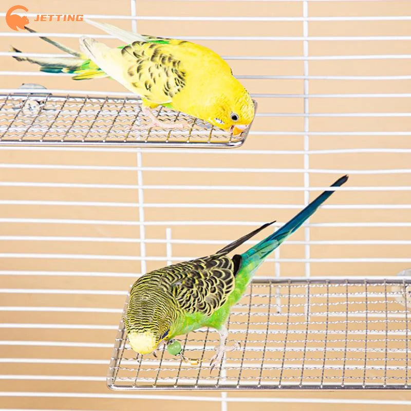 Bird Cage Accessories Pet Parrot Stainless Steel Rest Jump Platform Stand Board Chew Bite Toys Stick Tree Branch Stand Rack