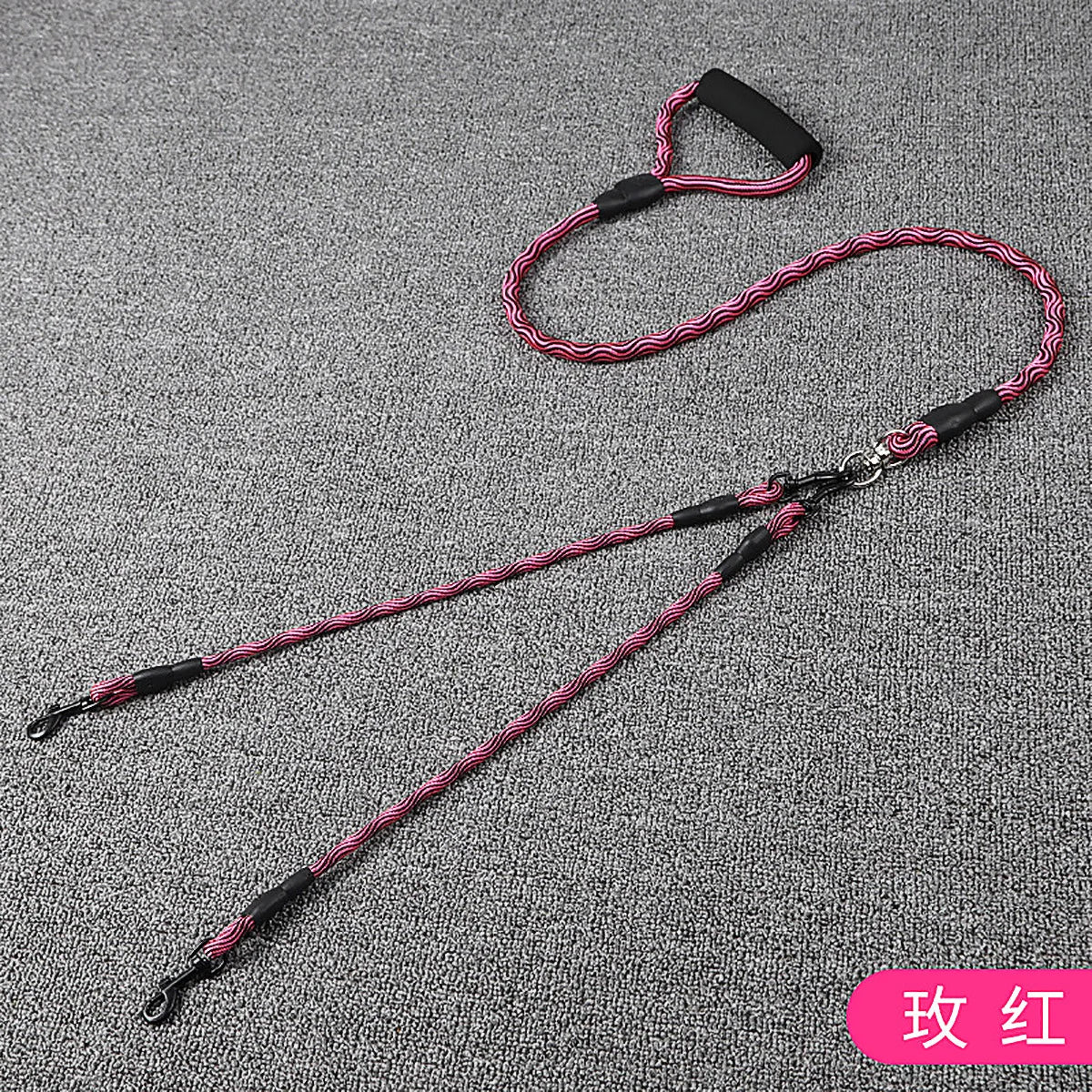 Double Head Dog Leash Wave Design Outdoor Walking Traction Rope for Pets