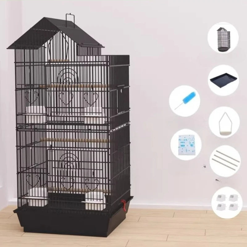 Luxury Goldfinch Flight Bird Cages With Stand Bird Cages Stainless Steel With Pedestal Toys Jaula Para Canarios Bird Supplies