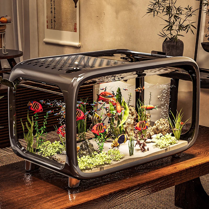 Home Living Room Ornamental Fish Tank Ecological Landscape Filtration Oxygen Generation Aquariums Multi-functional Feeding Tank