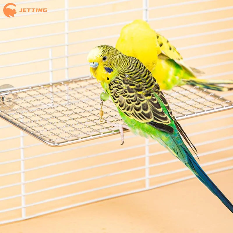 Bird Cage Accessories Pet Parrot Stainless Steel Rest Jump Platform Stand Board Chew Bite Toys Stick Tree Branch Stand Rack