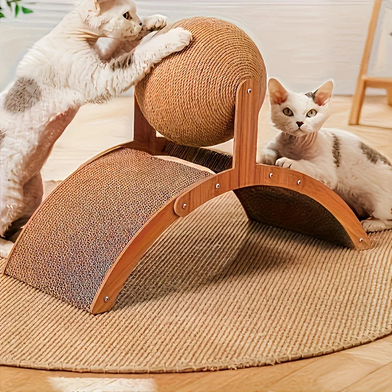 Cat Daily Scratcher Toy With Rotatable Ball Family Pet Funny Playful Relaxation Toy Home Floor Practical Interactive Pet Toy