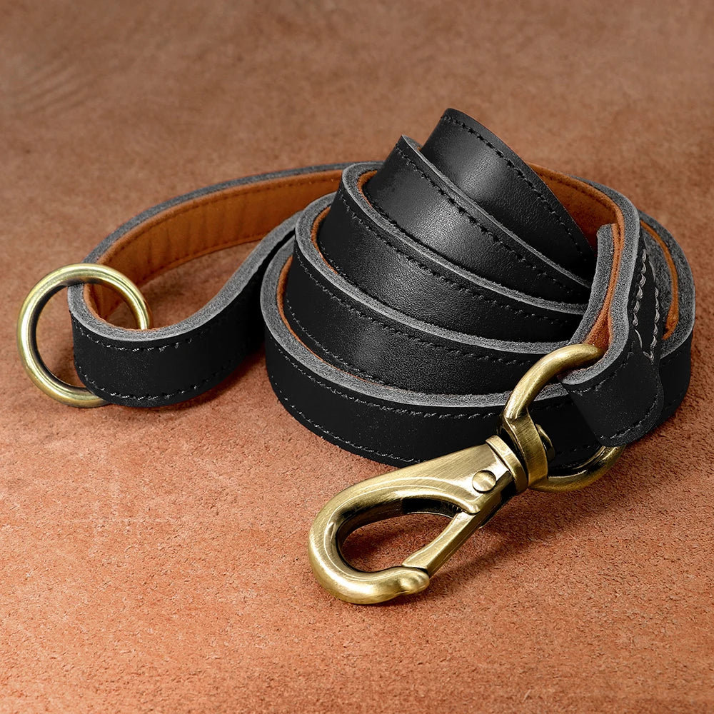Real Leather Dog Leash Durable Medium Large Dog Lead Genuine Leather Walking Pet Leads Leash for Dogs German Shepherd Pitbull