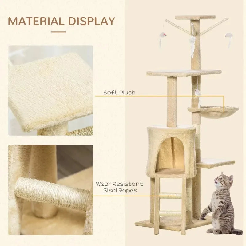 Cat Tree Suitable For Pet Toys，Condo, Jump Platforms, Hanging Toys For Cats