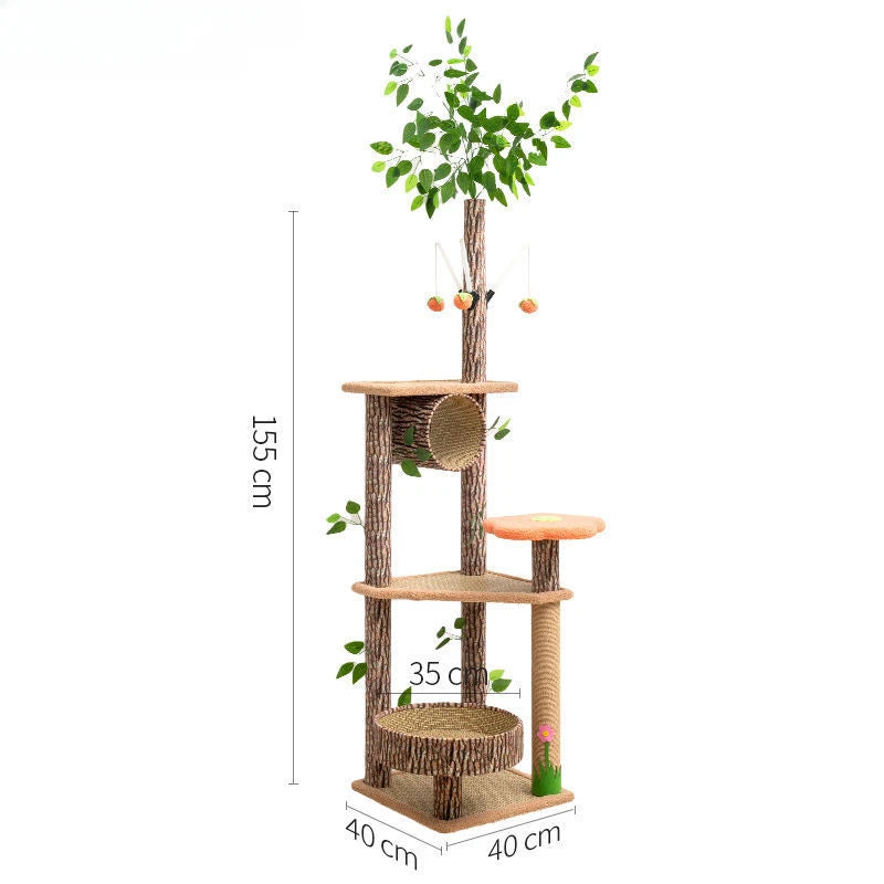 Cat Climbing Frame Large Cat Nest Tree House Scratching Accessories Sisal Rattan Woven Educational Toys Pet Cats Articles