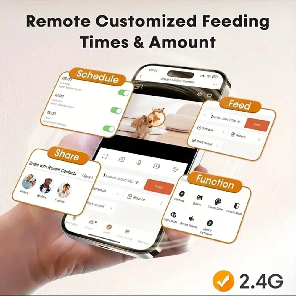 4L large capacity cat feeder, intelligent APP and high-definition camera, stainless steel food bowl