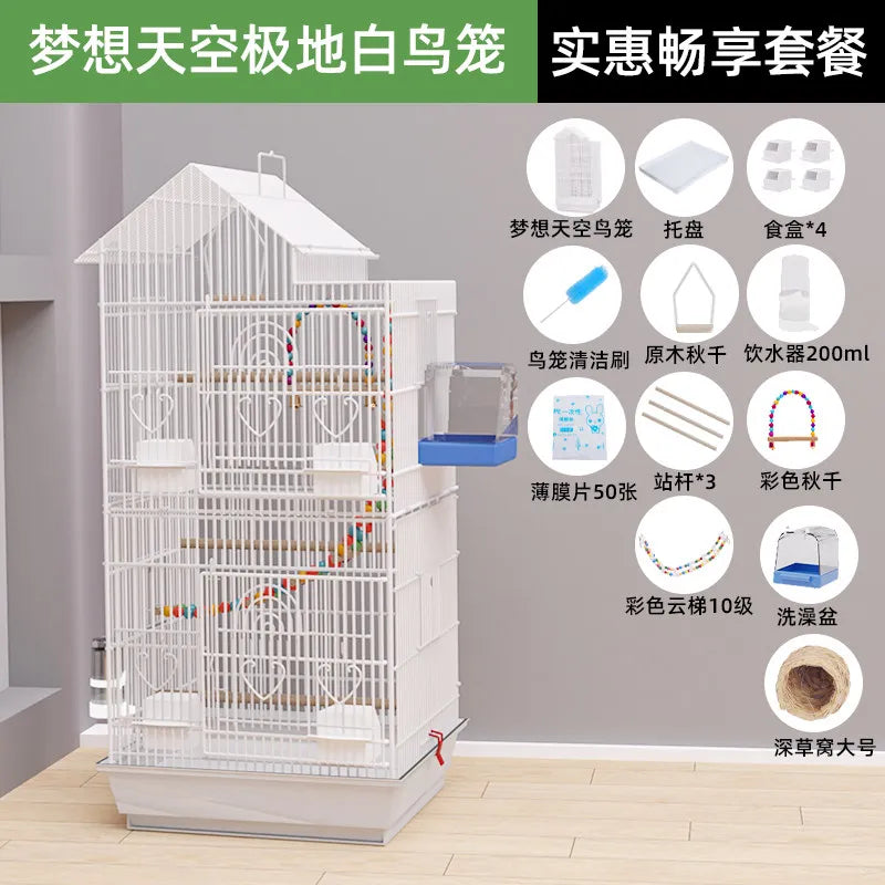 Luxury Goldfinch Flight Bird Cages With Stand Bird Cages Stainless Steel With Pedestal Toys Jaula Para Canarios Bird Supplies