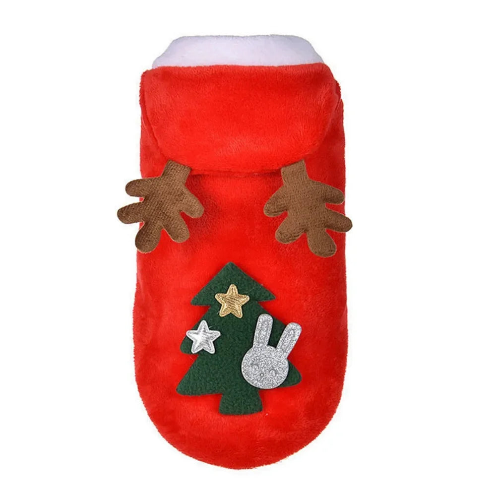Pet Dog Clothes Autumn Keeps Warm in Winter Flannel Festive Clothes Dog Cat Deer Christmas Tree Clothes New Year Gifts Elk