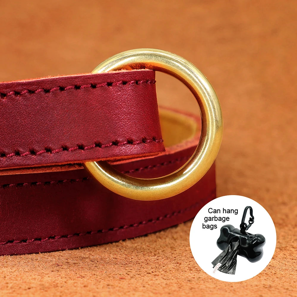 Real Leather Dog Leash Durable Medium Large Dog Lead Genuine Leather Walking Pet Leads Leash for Dogs German Shepherd Pitbull